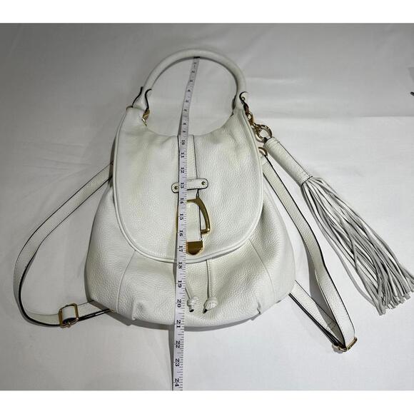GILI White Leather Women's Shoulder Bag with Tassel Accent - Picture 8 of 9